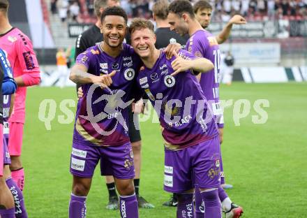 Fussball Bundesliga. SK Austria Klagenfurt gegen LASK. Michael Blauensteiner, Fabian Miesenboeck  (Klagenfurt). Klagenfurt, am 7.5.2023.
Foto: Kuess
---
pressefotos, pressefotografie, kuess, qs, qspictures, sport, bild, bilder, bilddatenbank