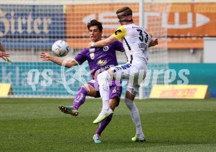 Fussball Bundesliga. SK Austria Klagenfurt gegen LASK.   Sebastian Guerra Soto, (Klagenfurt),   Felix Luckeneder (LASK).  Klagenfurt, am 7.5.2023.
Foto: Kuess
---
pressefotos, pressefotografie, kuess, qs, qspictures, sport, bild, bilder, bilddatenbank