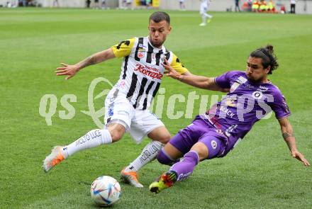 Fussball Bundesliga. SK Austria Klagenfurt gegen LASK.  Maximiliano Moreira Romero,  (Klagenfurt),  Sascha Horvath  (LASK).  Klagenfurt, am 7.5.2023.
Foto: Kuess
---
pressefotos, pressefotografie, kuess, qs, qspictures, sport, bild, bilder, bilddatenbank