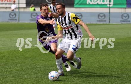 Fussball Bundesliga. SK Austria Klagenfurt gegen LASK.  Andrew Irving, (Klagenfurt),    Rene Renner  (LASK).  Klagenfurt, am 7.5.2023.
Foto: Kuess
---
pressefotos, pressefotografie, kuess, qs, qspictures, sport, bild, bilder, bilddatenbank