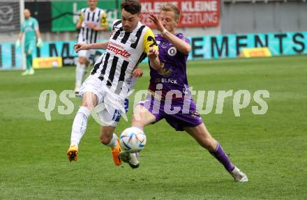 Fussball Bundesliga. SK Austria Klagenfurt gegen LASK. Christopher Cvetko, (Klagenfurt),    Florian Flecker   (LASK).  Klagenfurt, am 7.5.2023.
Foto: Kuess
---
pressefotos, pressefotografie, kuess, qs, qspictures, sport, bild, bilder, bilddatenbank
