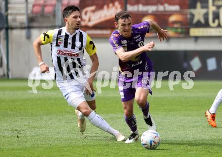 Fussball Bundesliga. SK Austria Klagenfurt gegen LASK.  Andrew Irving, (Klagenfurt),    Robert Zulj  (LASK).  Klagenfurt, am 7.5.2023.
Foto: Kuess
---
pressefotos, pressefotografie, kuess, qs, qspictures, sport, bild, bilder, bilddatenbank
