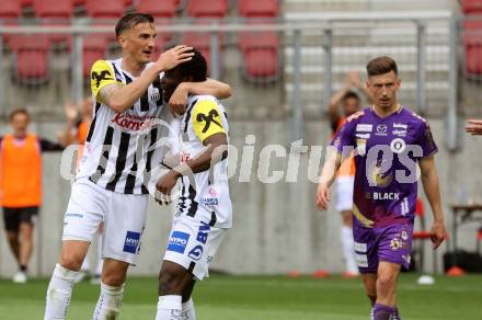 Fussball Bundesliga. SK Austria Klagenfurt gegen LASK.  Torjubel Ibrahim Mustapha  (LASK).  Klagenfurt, am 7.5.2023.
Foto: Kuess
---
pressefotos, pressefotografie, kuess, qs, qspictures, sport, bild, bilder, bilddatenbank