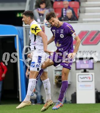 Fussball Bundesliga. SK Austria Klagenfurt gegen LASK.  Thorsten Mahrer, (Klagenfurt),    Robert Zulj (LASK).  Klagenfurt, am 7.5.2023.
Foto: Kuess
---
pressefotos, pressefotografie, kuess, qs, qspictures, sport, bild, bilder, bilddatenbank
