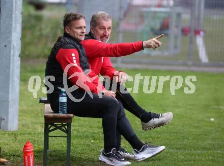 Fussball Kaerntner Liga. KAC gegen Austria Klagenfurt Amat.  Co-Trainer Kai Schoppitsch, Trainer Nenad Pavicevic  (Austria Klagenfurt). Klagenfurt, 12.5.2023.
Foto: Kuess


---
pressefotos, pressefotografie, kuess, qs, qspictures, sport, bild, bilder, bilddatenbank