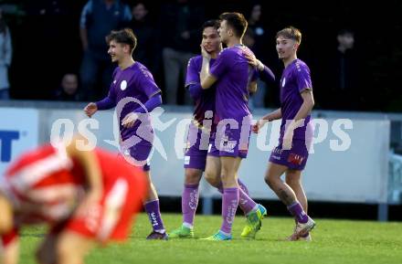 Fussball Kaerntner Liga. KAC gegen Austria Klagenfurt Amat.  Torjubel   (Austria Klagenfurt). Klagenfurt, 12.5.2023.
Foto: Kuess


---
pressefotos, pressefotografie, kuess, qs, qspictures, sport, bild, bilder, bilddatenbank