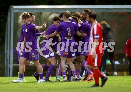 Fussball Kaerntner Liga. KAC gegen Austria Klagenfurt Amat.   Torjubel  (Austria Klagenfurt). Klagenfurt, 12.5.2023.
Foto: Kuess


---
pressefotos, pressefotografie, kuess, qs, qspictures, sport, bild, bilder, bilddatenbank