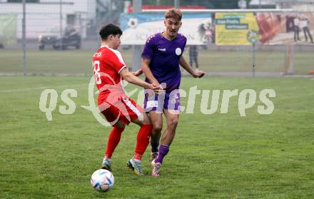 Fussball Kaerntner Liga. KAC gegen Austria Klagenfurt Amat.   Florijan Lampic (KAC),  Dennis Meschnik  (Austria Klagenfurt). Klagenfurt, 12.5.2023.
Foto: Kuess


---
pressefotos, pressefotografie, kuess, qs, qspictures, sport, bild, bilder, bilddatenbank