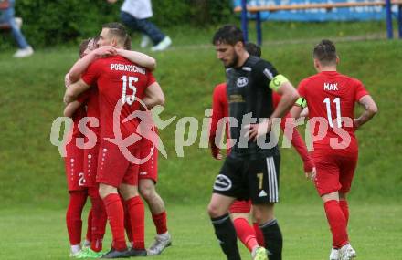 Fussball Kaerntner Liga. Ferlach Atus gegen St. Jakob/Ros.  Torjubel   (Ferlach). Klagenfurt, 13.5.2023.
Foto: Kuess


---
pressefotos, pressefotografie, kuess, qs, qspictures, sport, bild, bilder, bilddatenbank