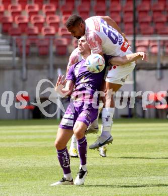 Fussball Bundesliga. SK Austria Klagenfurt gegen FK Austria Wien. Andrew Irving  (Klagenfurt),  Marvin Martins Santos Da Graca  (Wien).  Klagenfurt, am 21.5.2023.
Foto: Kuess
---
pressefotos, pressefotografie, kuess, qs, qspictures, sport, bild, bilder, bilddatenbank