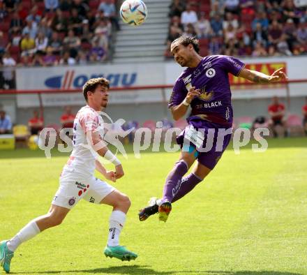 Fussball Bundesliga. SK Austria Klagenfurt gegen FK Austria Wien. Maximiliano Moreira Romero,  (Klagenfurt),  Dominik Fitz   (Wien).  Klagenfurt, am 21.5.2023.
Foto: Kuess
---
pressefotos, pressefotografie, kuess, qs, qspictures, sport, bild, bilder, bilddatenbank