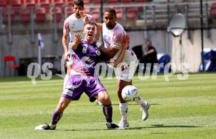 Fussball Bundesliga. SK Austria Klagenfurt gegen FK Austria Wien.  Andrew Irving (Klagenfurt),  Marvin Martins Santos Da Graca (Wien).  Klagenfurt, am 21.5.2023.
Foto: Kuess
---
pressefotos, pressefotografie, kuess, qs, qspictures, sport, bild, bilder, bilddatenbank