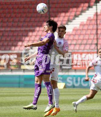 Fussball Bundesliga. SK Austria Klagenfurt gegen FK Austria Wien. Sebastian Guerra Soto (Klagenfurt), Doron Leidner (Wien).  Klagenfurt, am 21.5.2023.
Foto: Kuess
---
pressefotos, pressefotografie, kuess, qs, qspictures, sport, bild, bilder, bilddatenbank