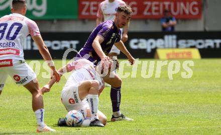 Fussball Bundesliga. SK Austria Klagenfurt gegen FK Austria Wien.  Andrew Irving, (Klagenfurt),  James Robert Holland   (Wien).  Klagenfurt, am 21.5.2023.
Foto: Kuess
---
pressefotos, pressefotografie, kuess, qs, qspictures, sport, bild, bilder, bilddatenbank