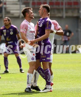 Fussball Bundesliga. SK Austria Klagenfurt gegen FK Austria Wien.  Andrew Irving, (Klagenfurt),   James Robert Holland  (Wien).  Klagenfurt, am 21.5.2023.
Foto: Kuess
---
pressefotos, pressefotografie, kuess, qs, qspictures, sport, bild, bilder, bilddatenbank