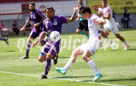 Fussball Bundesliga. SK Austria Klagenfurt gegen FK Austria Wien. Maximiliano Moreira Romero,  (Klagenfurt),   Dominik Fitz  (Wien).  Klagenfurt, am 21.5.2023.
Foto: Kuess
---
pressefotos, pressefotografie, kuess, qs, qspictures, sport, bild, bilder, bilddatenbank