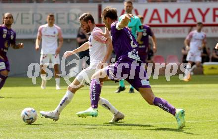 Fussball Bundesliga. SK Austria Klagenfurt gegen FK Austria Wien. Thorsten Mahrer,  (Klagenfurt),  Andreas Gruber   (Wien).  Klagenfurt, am 21.5.2023.
Foto: Kuess
---
pressefotos, pressefotografie, kuess, qs, qspictures, sport, bild, bilder, bilddatenbank