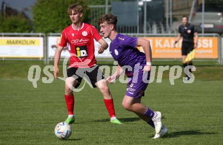 Fussball Kaerntner Liga. SK Austria Klagenfurt gegen Spittal.  Moritz Berg (Austria Klagenfurt).  Brueckl, am 27.5.2023.
Foto: Kuess



---
pressefotos, pressefotografie, kuess, qs, qspictures, sport, bild, bilder, bilddatenbank