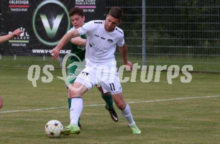 Fussball Kaerntner Liga. ASK gegen Lendorf.  Seid Zukic (ASK),  Florian Pingist (Lendorf). KLagenfurt, am 2.6.2023.
Foto: Kuess



---
pressefotos, pressefotografie, kuess, qs, qspictures, sport, bild, bilder, bilddatenbank