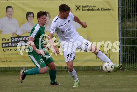 Fussball Kaerntner Liga. ASK gegen Lendorf.  Seid Zukic (ASK), Florian Pingist  (Lendorf). KLagenfurt, am 2.6.2023.
Foto: Kuess



---
pressefotos, pressefotografie, kuess, qs, qspictures, sport, bild, bilder, bilddatenbank