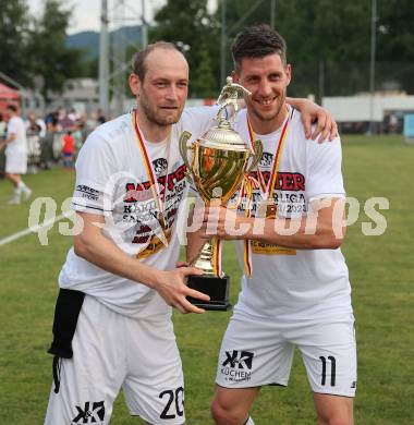 Fussball Kaerntner Liga. ASK gegen Lendorf. Meisterfeier Danijel Micic, Seid Zukic (ASK).  KLagenfurt, am 2.6.2023.
Foto: Kuess



---
pressefotos, pressefotografie, kuess, qs, qspictures, sport, bild, bilder, bilddatenbank