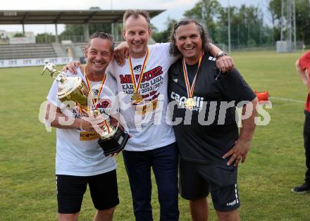 Fussball Kaerntner Liga. ASK gegen Lendorf. Meisterfeier Co-Trainer Dieter Schmied, Trainer Dietmar Thuller (ASK).  KLagenfurt, am 2.6.2023.
Foto: Kuess



---
pressefotos, pressefotografie, kuess, qs, qspictures, sport, bild, bilder, bilddatenbank