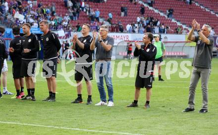 Fussball Bundesliga. SK Austria Klagenfurt gegen SK Rapid Wien.  Martin Lassnig, Alexander Kunze, Matej Vidovic, Dr. Ernst Benischke, Harald Wagner, Trainer Peter Pacult . Klagenfurt, am 3.6.2023.
Foto: Kuess
---
pressefotos, pressefotografie, kuess, qs, qspictures, sport, bild, bilder, bilddatenbank
