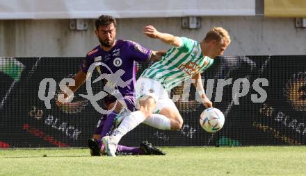 Fussball Bundesliga. SK Austria Klagenfurt gegen SK Rapid Wien.  Kosmas Gkezos, (Klagenfurt),  Marco Gruell   (Rapid).  Klagenfurt, am 3.6.2023.
Foto: Kuess
---
pressefotos, pressefotografie, kuess, qs, qspictures, sport, bild, bilder, bilddatenbank
