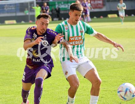 Fussball Bundesliga. SK Austria Klagenfurt gegen SK Rapid Wien. Sinan Karweina, (Klagenfurt),   Jonas Antonius Auer   (Rapid).  Klagenfurt, am 3.6.2023.
Foto: Kuess
---
pressefotos, pressefotografie, kuess, qs, qspictures, sport, bild, bilder, bilddatenbank