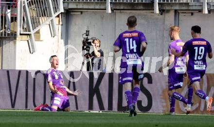 Fussball Bundesliga. SK Austria Klagenfurt gegen SK Rapid Wien. Torjubel Sinan Karweina  (Klagenfurt). Klagenfurt, am 3.6.2023.
Foto: Kuess
---
pressefotos, pressefotografie, kuess, qs, qspictures, sport, bild, bilder, bilddatenbank