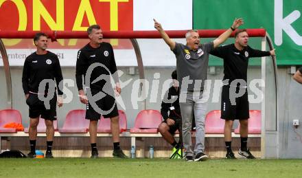 Fussball Bundesliga. SK Austria Klagenfurt gegen SK Rapid Wien. Bernhard Sussitz, Trainer Peter Pacult, Co-Trainer Martin Lassnig  (Klagenfurt). Klagenfurt, am 3.6.2023.
Foto: Kuess
---
pressefotos, pressefotografie, kuess, qs, qspictures, sport, bild, bilder, bilddatenbank