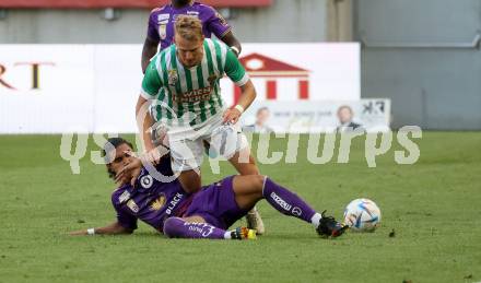 Fussball Bundesliga. SK Austria Klagenfurt gegen SK Rapid Wien.  Maximiliano Moreira Romero,  (Klagenfurt),  Marco Gruell  (Rapid).  Klagenfurt, am 3.6.2023.
Foto: Kuess
---
pressefotos, pressefotografie, kuess, qs, qspictures, sport, bild, bilder, bilddatenbank