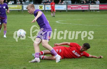 Fussball Kaerntner Liga. SK Austria KLagenfurt Amateure gegen ATSV Wolfsberg.  Nico Lukasser-Weitlaner (Austria Klagenfurt),. Brueckl, am 9.6.2023.
Foto: Kuess



---
pressefotos, pressefotografie, kuess, qs, qspictures, sport, bild, bilder, bilddatenbank