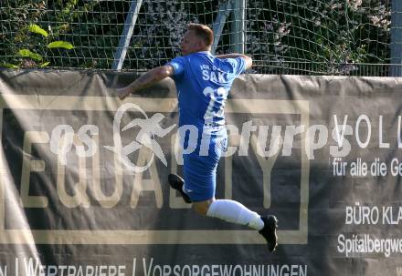 Fussball KFV Cup. SAK gegen Dellach/Gail.  Torjubel Darijo Biscan (SAK). Klagenfurt, am 17.6.2023.
Foto: Kuess



---
pressefotos, pressefotografie, kuess, qs, qspictures, sport, bild, bilder, bilddatenbank