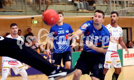 Handball BUndesliga. SC Ferlach gegen HC FIVERS WAT Margareten.  Jure Kocbek (SCF). Ferlach, am 5.9.2023.
Foto: Kuess
---
pressefotos, pressefotografie, kuess, qs, qspictures, sport, bild, bilder, bilddatenbank