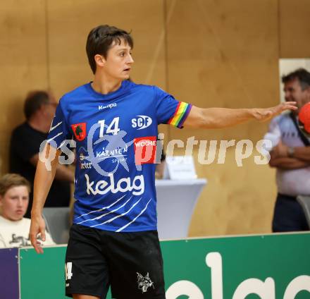 Handball BUndesliga. SC Ferlach gegen HC FIVERS WAT Margareten.  Mathias Rath (SCF). Ferlach, am 5.9.2023.
Foto: Kuess
---
pressefotos, pressefotografie, kuess, qs, qspictures, sport, bild, bilder, bilddatenbank