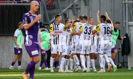 Fussball Bundesliga. SK Austria Klagenfurt gegen LASK. Torjubel  (LASK).  Klagenfurt, am 16.9.2023.
Foto: Kuess
---
pressefotos, pressefotografie, kuess, qs, qspictures, sport, bild, bilder, bilddatenbank