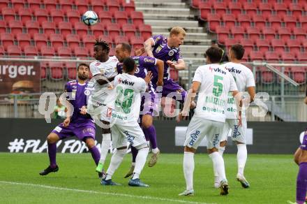 Fussball Bundesliga. SK Austria Klagenfurt gegen SC Austria Lustenau.    Rico Benatelli, Jonas Arweiler,   (Klagenfurt),  Dos Santos Gomes Anderson  (Lustenau).  Klagenfurt, am 23.9.2023.
Foto: Kuess
---
pressefotos, pressefotografie, kuess, qs, qspictures, sport, bild, bilder, bilddatenbank