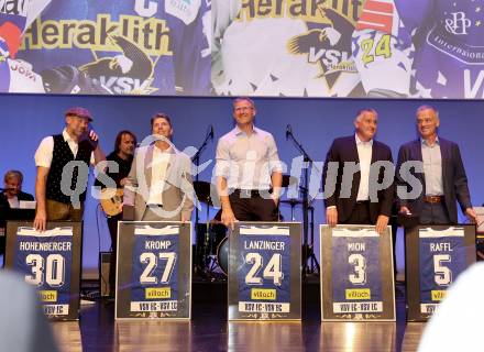 Eishockey Bundesliga. 100 Jahr Feier VSV.   Herbert Hohenberger, Wolfgang Kromp, Guenther Lanzinger, Giuseppe Mion, Peter Raffl. Villach, am 21.9.2023.
Foto: Kuess
www.qspictures.net
---
pressefotos, pressefotografie, kuess, qs, qspictures, sport, bild, bilder, bilddatenbank