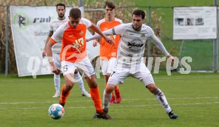 Fussball. Kaerntner Liga. Koettmannsdorf gegen Donau.   Stephan Borovnik (Koettmanndorf),    Emil Jantscher (Donau). Koettmannsdorf, 29.10.2023.
Foto: Kuess
www.qspictures.net
---
pressefotos, pressefotografie, kuess, qs, qspictures, sport, bild, bilder, bilddatenbank