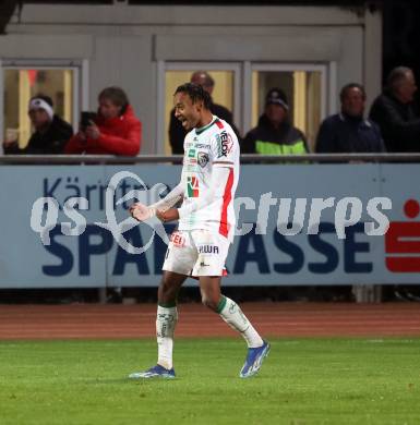 Fussball Bundesliga. WAC gegen SK Austria Klagenfurt.  Torjubel Thierno Mamadou Lamarana Ballo  (WAC),   Wolfsberg, am 4.11.2023.
Foto: Kuess
www.qspictures.net
---
pressefotos, pressefotografie, kuess, qs, qspictures, sport, bild, bilder, bilddatenbank