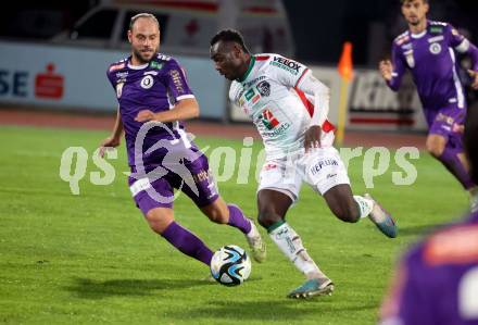 Fussball Bundesliga. WAC gegen SK Austria Klagenfurt. Mohamed Bamba   (WAC),  Rico Benatelli (Klagenfurt).  Wolfsberg, am 4.11.2023.
Foto: Kuess
www.qspictures.net
---
pressefotos, pressefotografie, kuess, qs, qspictures, sport, bild, bilder, bilddatenbank