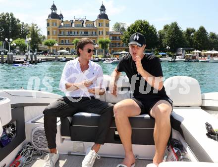 Fussball. Interview Martin HInteregger. Martin Hinteregger, Claudio Trevisan. Velden, am 10.7.2023.
Foto: Kuess



---
pressefotos, pressefotografie, kuess, qs, qspictures, sport, bild, bilder, bilddatenbank