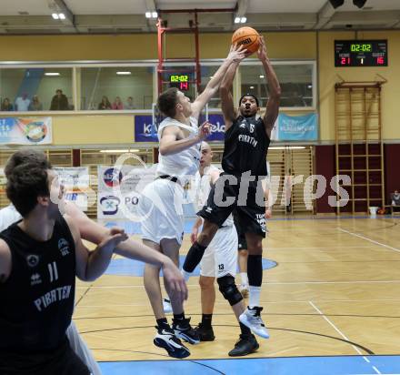 Basketball 2. Liga 2023/2024. Grunddurchgang 6. Runde.  KOS Celovec gegen Woerthersee Piraten.. Albin Llapashtica  (KOS),  Shawn L. Ray  (Piraten). Klagenfurt, am 11.11.2023.
Foto: Kuess
www.qspictures.net
---
pressefotos, pressefotografie, kuess, qs, qspictures, sport, bild, bilder, bilddatenbank