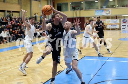 Basketball 2. Liga 2023/2024. Grunddurchgang 6. Runde.  KOS Celovec gegen Woerthersee Piraten..  Sead Mulalic (KOS),   Jan-Arne Apschner (Piraten). Klagenfurt, am 11.11.2023.
Foto: Kuess
www.qspictures.net
---
pressefotos, pressefotografie, kuess, qs, qspictures, sport, bild, bilder, bilddatenbank