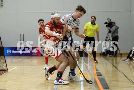 Floorball Bundesliga. KAC gegen VSV.  Daniel Ulbing  (KAC),  Jakob Rainer  (VSV). Klagenfurt, 25.11.2023.
Foto: Kuess
www.qspictures.net
---
pressefotos, pressefotografie, kuess, qs, qspictures, sport, bild, bilder, bilddatenbank