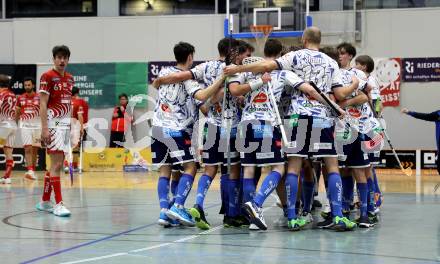 Floorball Bundesliga. KAC gegen VSV.  Jubel (VSV). Klagenfurt, 25.11.2023.
Foto: Kuess
www.qspictures.net
---
pressefotos, pressefotografie, kuess, qs, qspictures, sport, bild, bilder, bilddatenbank