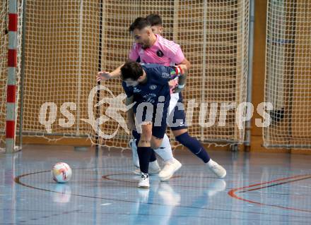 Futsal. Carinthia Flamengo Futsal Club gegen LPSV-Kaernten.  Yosifov Svetlozar Angelov  (C.F.F.C),  Nemanja Lukic  (LPSV). Klagenfurt, 26.11.2023.
Foto: Kuess
www.qspictures.net
---
pressefotos, pressefotografie, kuess, qs, qspictures, sport, bild, bilder, bilddatenbank