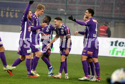Fussball Bundesliga. SK Austria Klagenfurt gegen FK Austria Wien. Torjubel Sinan Karweina   (Klagenfurt). Klagenfurt, am 9.12.2023.
Foto: Kuess
---
pressefotos, pressefotografie, kuess, qs, qspictures, sport, bild, bilder, bilddatenbank