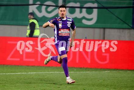 Fussball Bundesliga. SK Austria Klagenfurt gegen FK Austria Wien.  Torjubel Sinan Karweina  (Klagenfurt). Klagenfurt, am 9.12.2023.
Foto: Kuess
---
pressefotos, pressefotografie, kuess, qs, qspictures, sport, bild, bilder, bilddatenbank